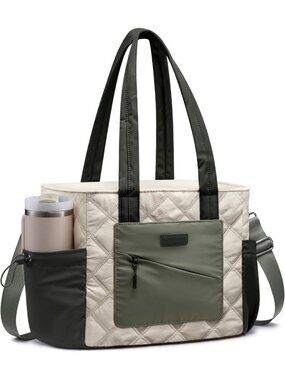 LOVEVOOK Lunch Box for Women, Quilted Insulated Lunch Bag Tote with 40oz Water